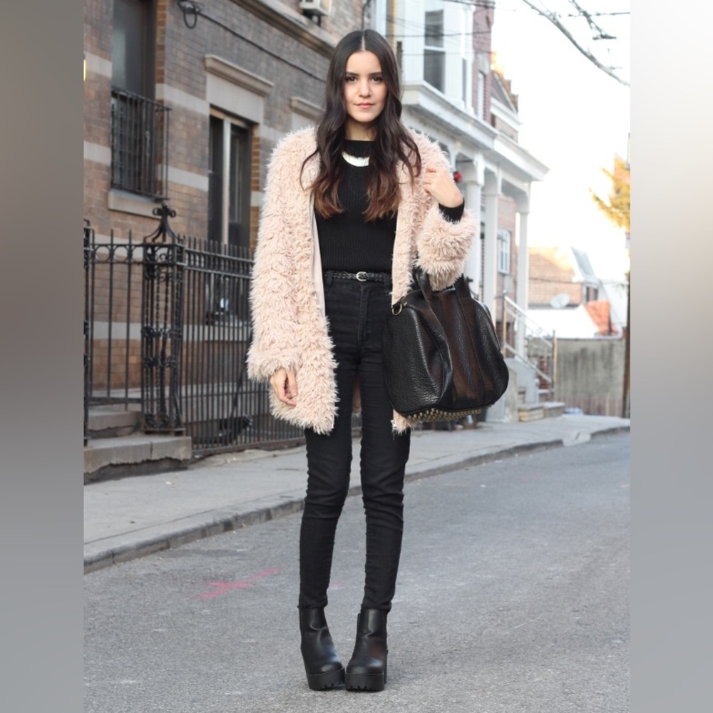 Blush Pink Faux Fur Coat